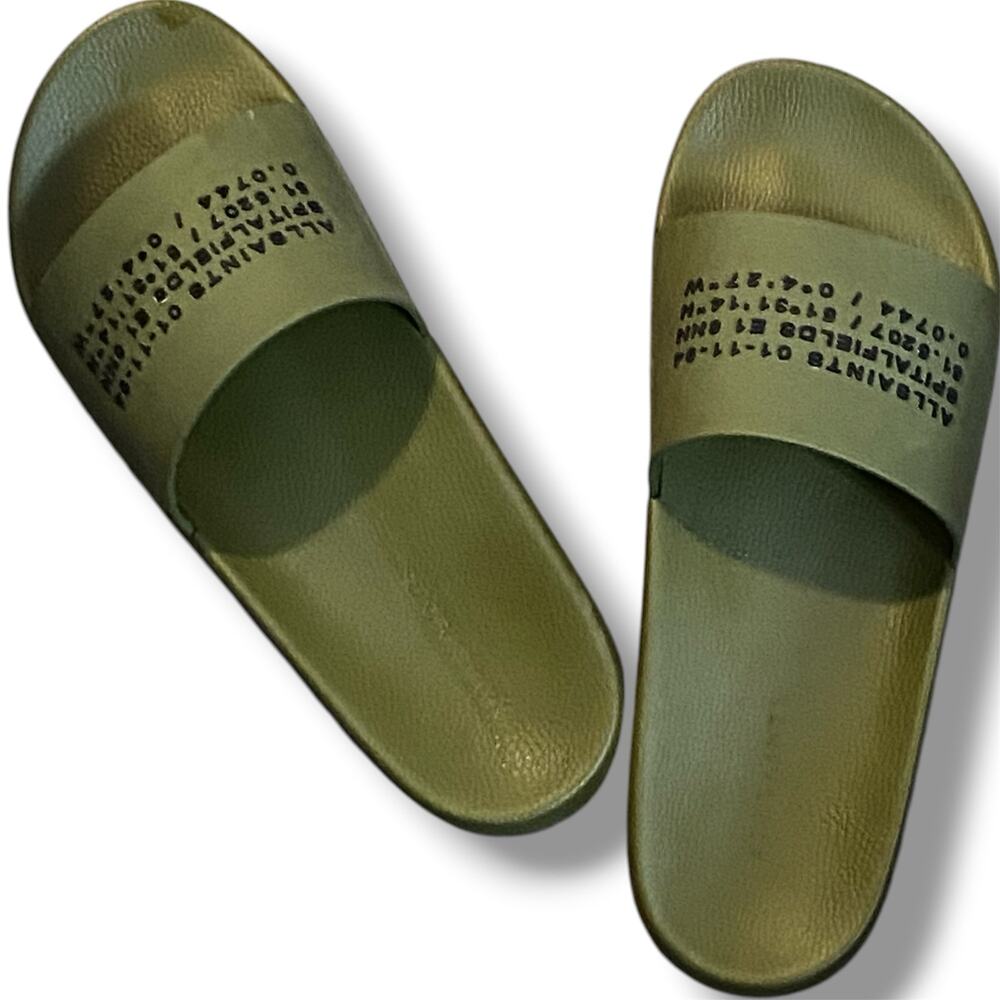 AllSaints Renegade Slide Sandals Men's Size 43 Deep Olive Green Slip-On Shoes